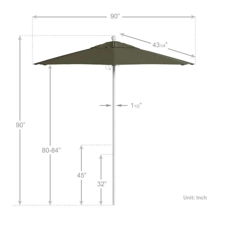 California Umbrella 7.5' Rd.. Aluminum Frame, Fiberglass Rib Market Umbrella, Push Open, White Finish, Olefin Fabric