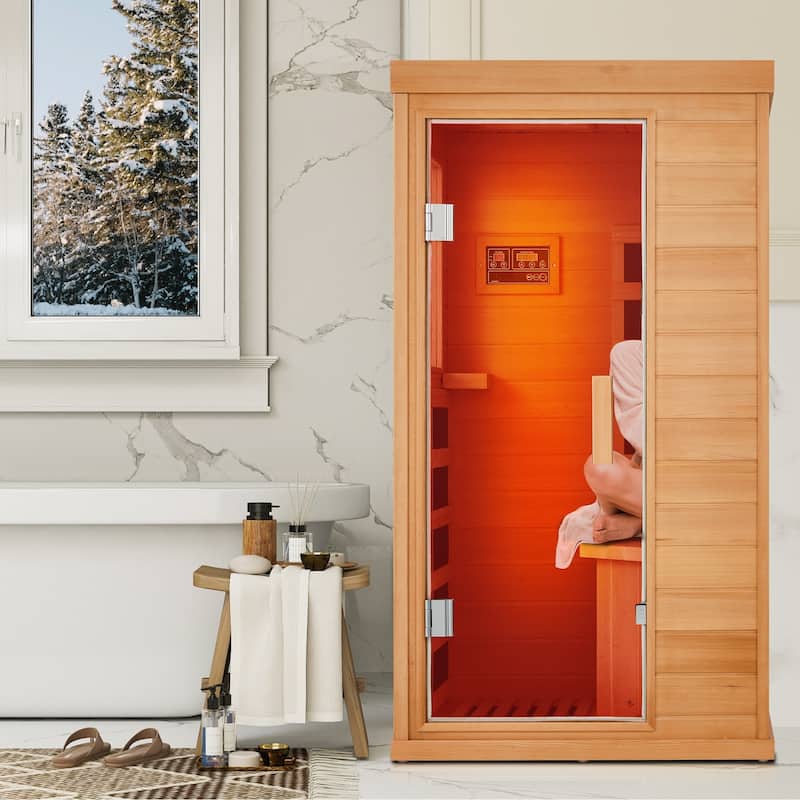 EROMMY up to 3 Person Infrared Sauna with 15-Minute Warm-Up Heater Tube and Carbon Plate
