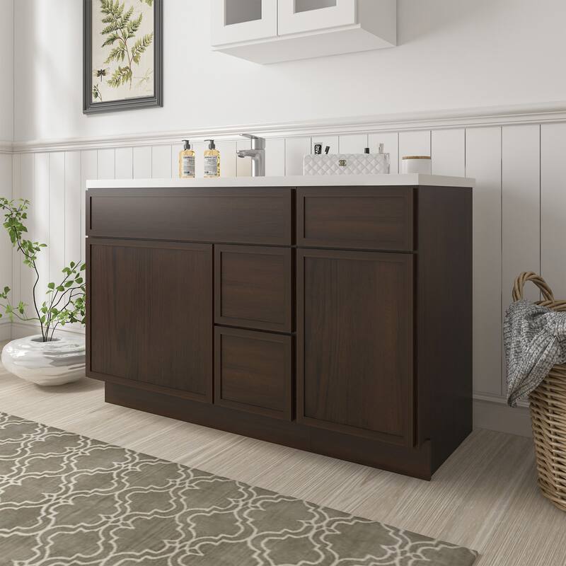 Vanity Art 51" Birch Freestanding Bathroom Vanity Cabinet without Top