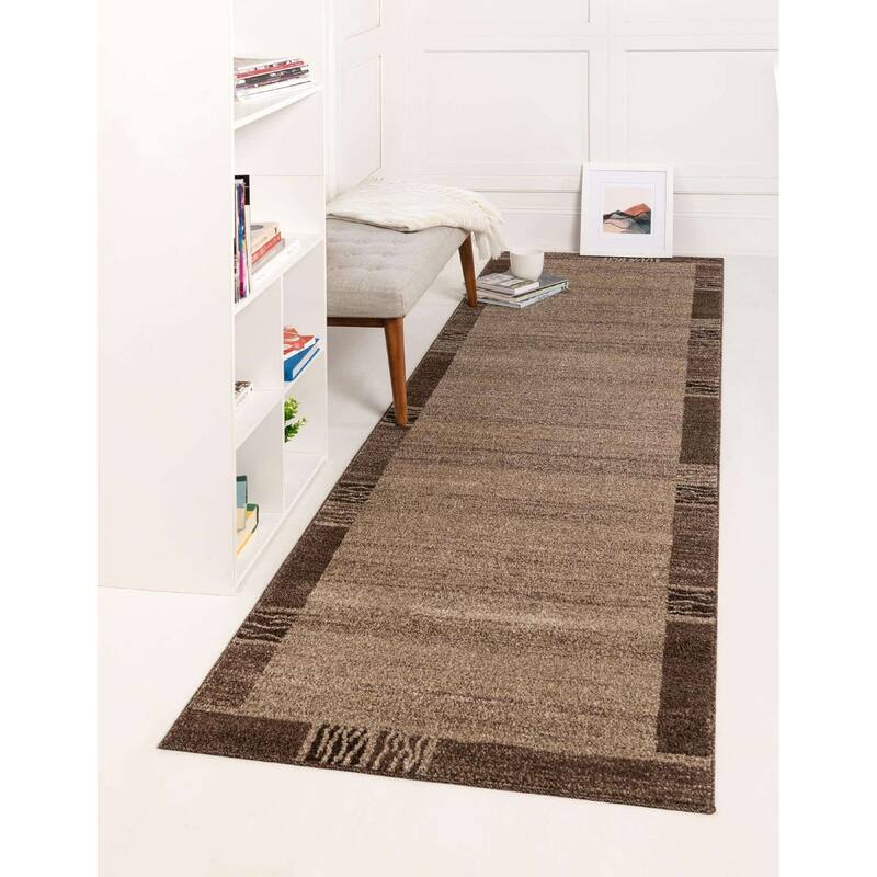 Contemporary Weby Collection Area Rug - 2'x8' - Dark Beige