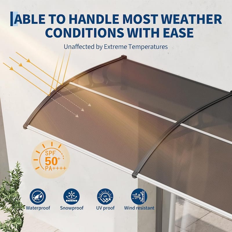 40"x120" Window Awning Canopy Exterior, Polycarbonate Cover, for Door Entrance - N/A