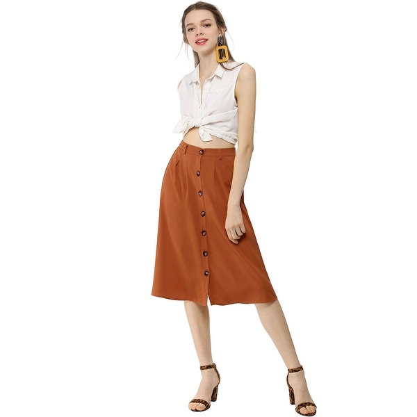 dual button front flare skirt