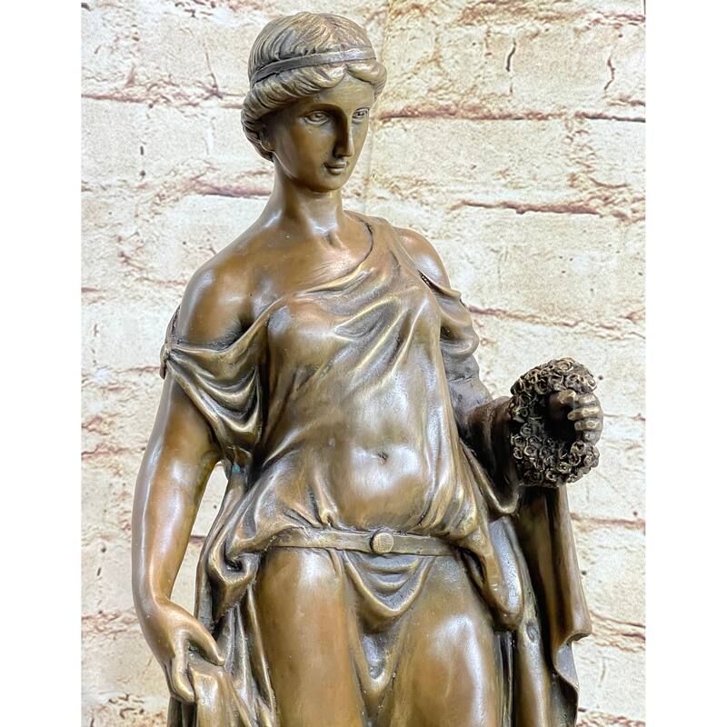 Woman Clutching Grapes Bronze Figure Statue Sculpture Auguste Moreau 21 Inches X 7.5 Inches