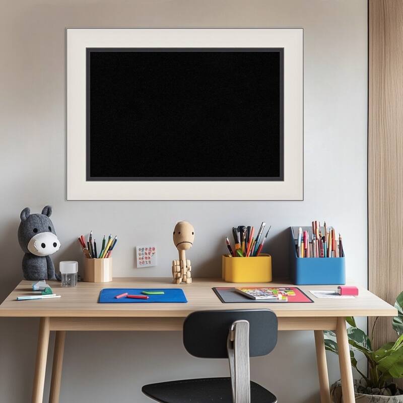 Ellie Silver Black Framed Cork Board - Bulletin Board, Organization Board, Pin Board