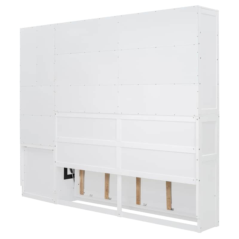 Twin Size Smart Murphy Bed - Space-Saving Wall Bed with Wall Bed with Closet , Drawers & Desk