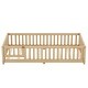 preview thumbnail 6 of 12, Natural Twin Size Pine Floor Bed with Guardrails & Door