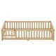 preview thumbnail 6 of 12, Natural Twin Size Pine Wood Floor Bed with Safety Guardrails and Door