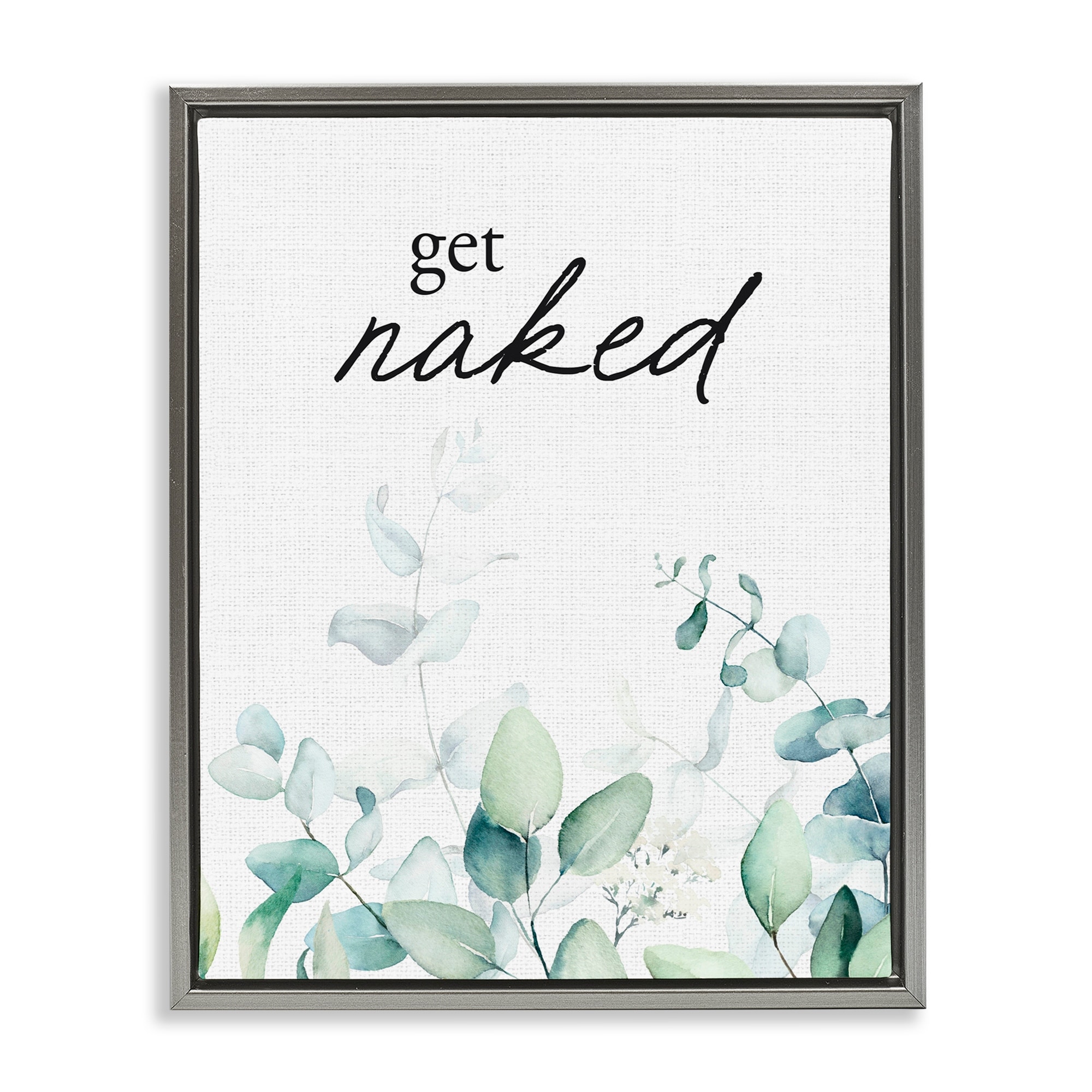 Stupell Get Naked Minimal Herbs Framed Floater Canvas Wall Art Design By Lettered and Lined