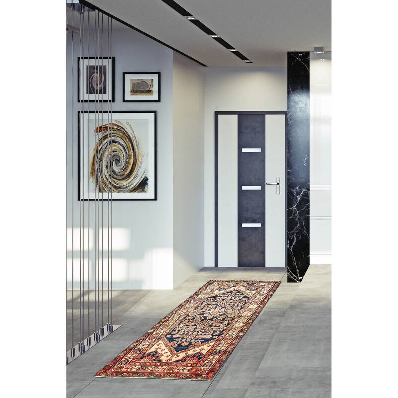 ECARPETGALLERY Hand-knotted Anadol Dark Navy Wool Rug - 3'6 x 7'0