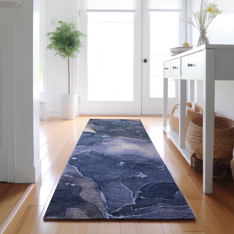 Premium Washable Super Soft Contemporary Mayfield Rug - Blue - 2' 3" x 7' 6"