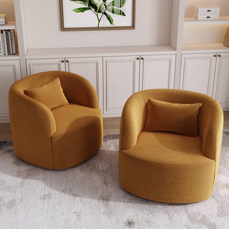 2Set Modern 360-degree Rotation Teddy Barrel Chairs