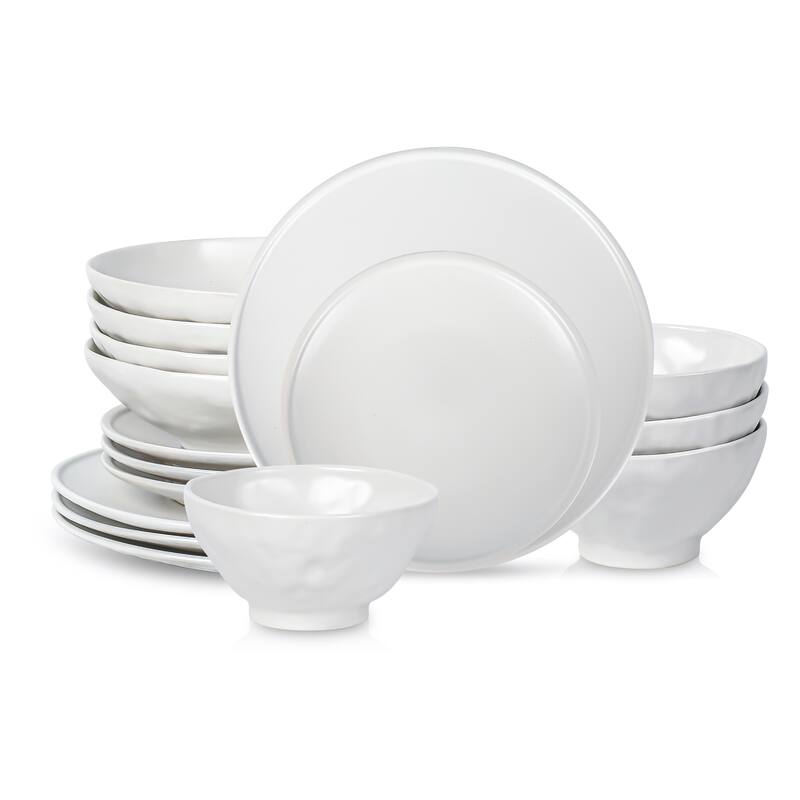 Stone by Mercer Project NENDO Stoneware Dinnerware Set - 10.93 x 10.93 - White - 16 Piece