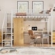 preview thumbnail 13 of 22, Twin Size Loft Bed with Storage Ladder, Metal Loft Bed Frame with Large Wardrobe & Desk for Teens Kids, No Box Spring Needed White - Twin