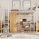 preview thumbnail 11 of 16, Twin Size Metal Loft Bed With Desk and Shelf, Multi-functional Kids Bed Frame with Wardrobe and Storage Staircase