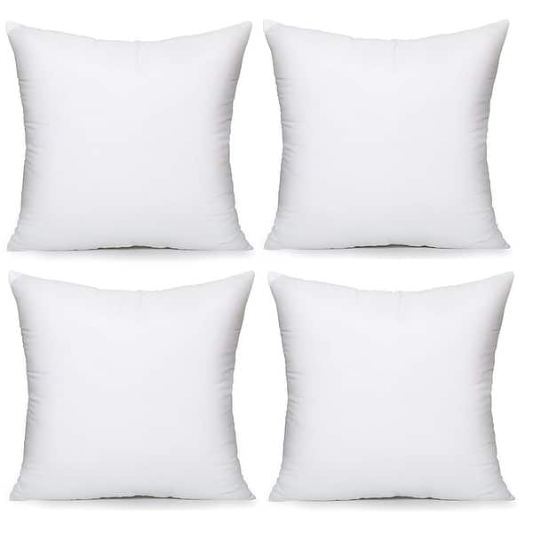 Set of 4 18x18 Pillow Inserts | Hypoallergenic Couch Pillow Stuffing, Couch  Cover, Decorative Throw Pillows for Bed, Sofa & Outdoor | Washable, White