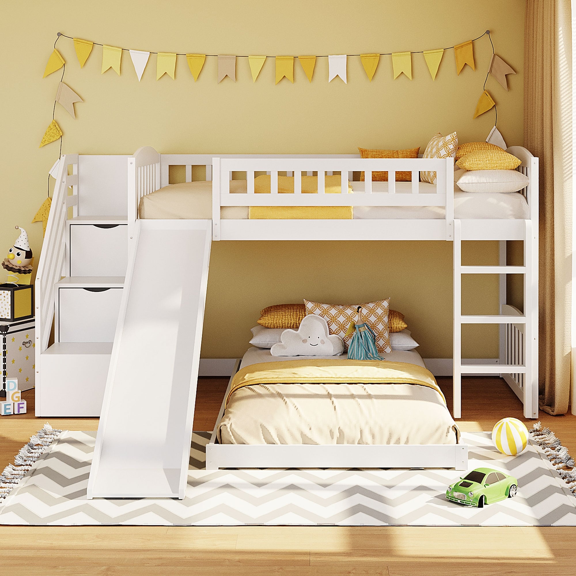Stairway Bunk Bed with 2 Drawers and Slide
