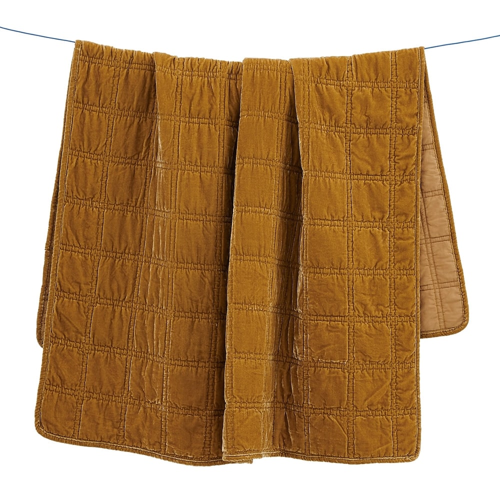 HiEnd Accents Stella Faux Silk Velvet Romantic Western Double Box Stitch Throw Blanket, 50"x60"