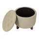 preview thumbnail 6 of 10, Adeco Round Linen Storage Ottoman Tufted Fabric Footstool with Lid