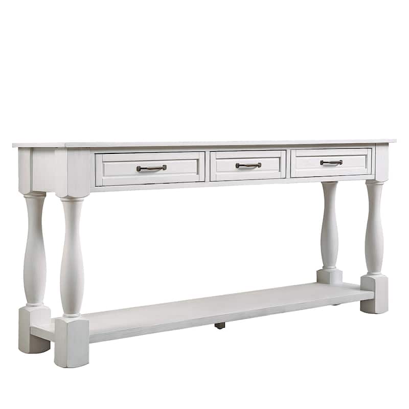 Wood Console Table with 3 Drawers and 1 Bottom Shelf for Entryway Hallway Easy Assembly Extra-thick Sofa Table