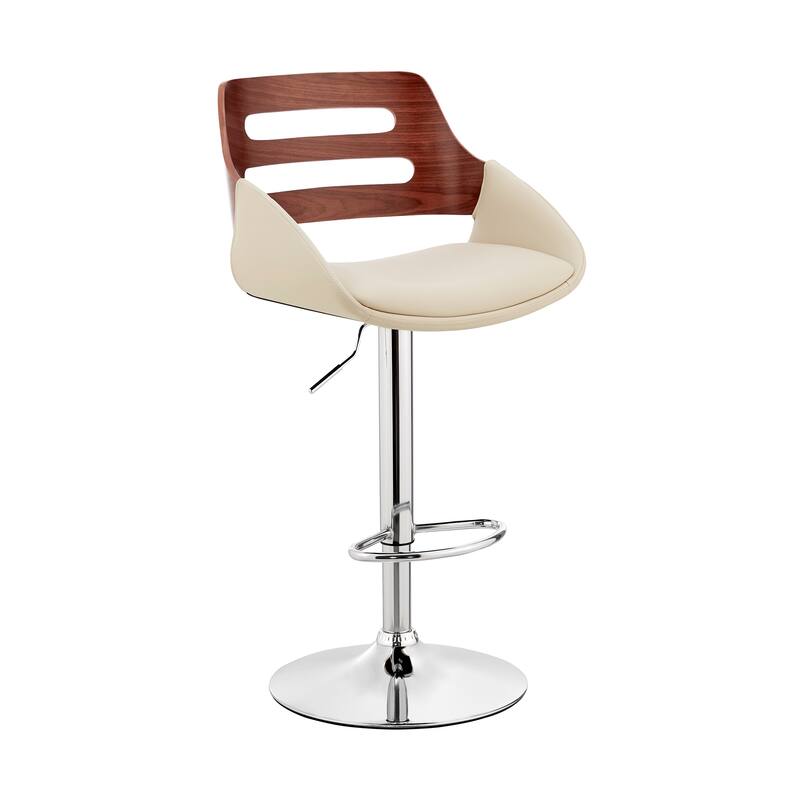 Karter Faux Leather and Wood Adjustable Swivel Bar Stool