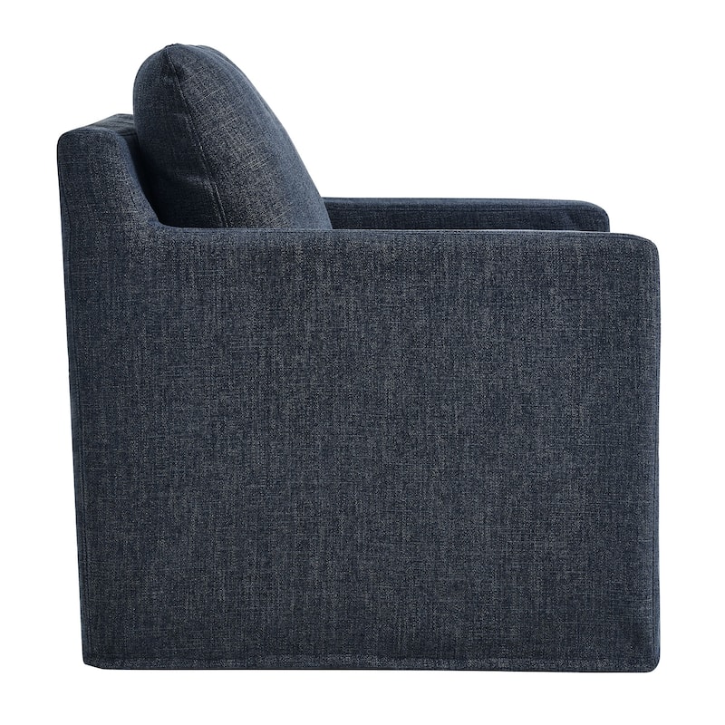 Serene Fabric Slipcovered Swivel Armchair