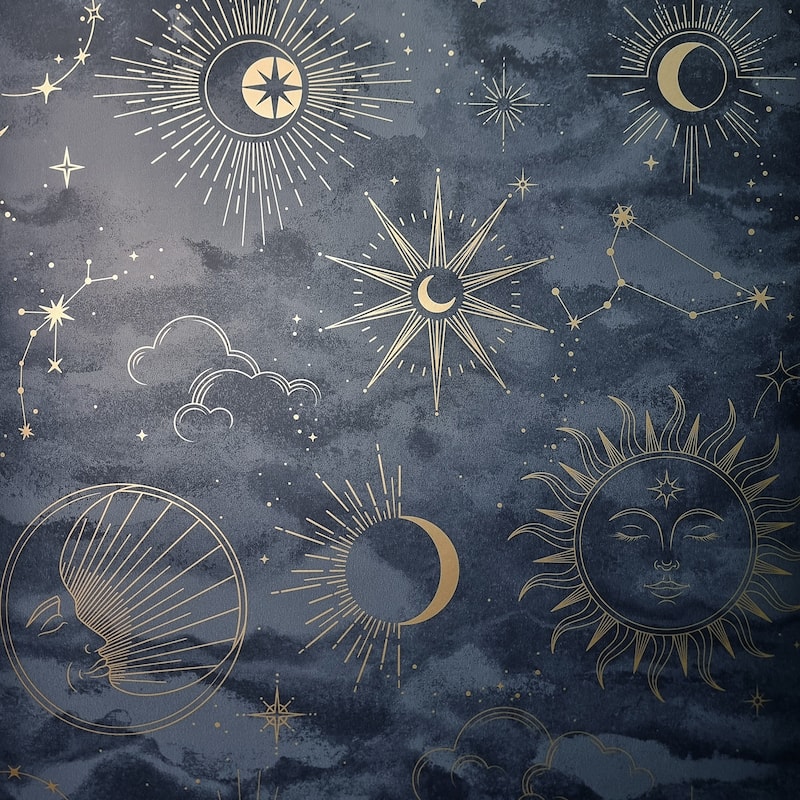 Fine Decor Kalel Navy Celestial Wallpaper - N/A