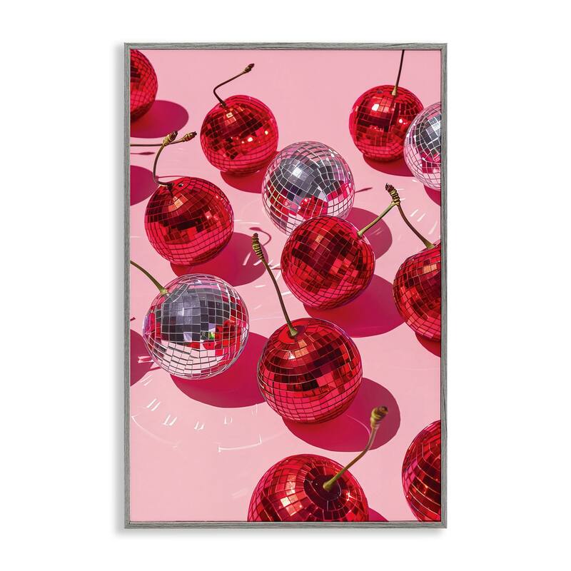 Stupell Cherry Picked Disco Framed Giclee Art Design By LSR Design Studio - 16 x 24 - Grey
