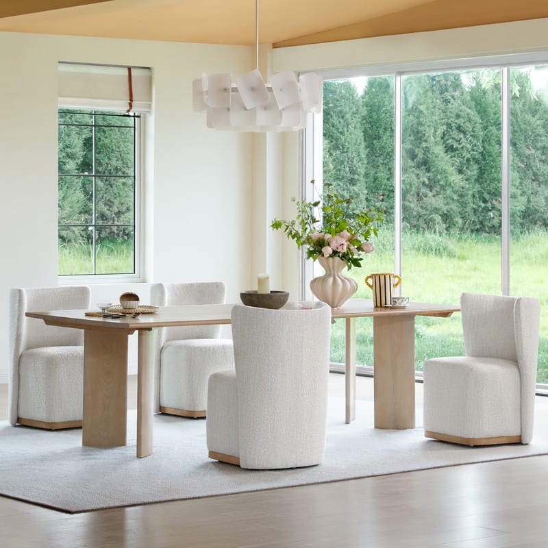 Brian Modern Dining Chairs with Casters&Wood Base Set of 2