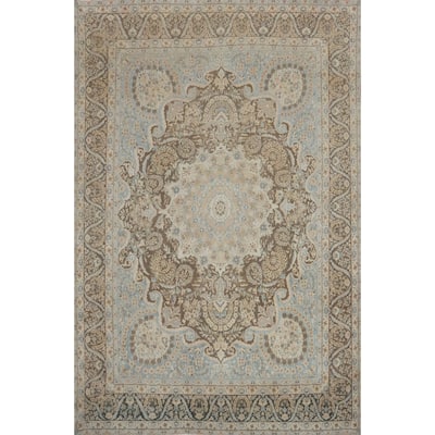 Hand Knotted Oriental 100% Wool Carpet Traditional Floral Brown Kerman Area Rug - 13' 0'' X 9' 8''