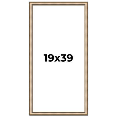 19x39 Frame Gold Solid Wood Shadow Box Width 1.5 Inches | Interior Frame Depth 2 3/8 Inches