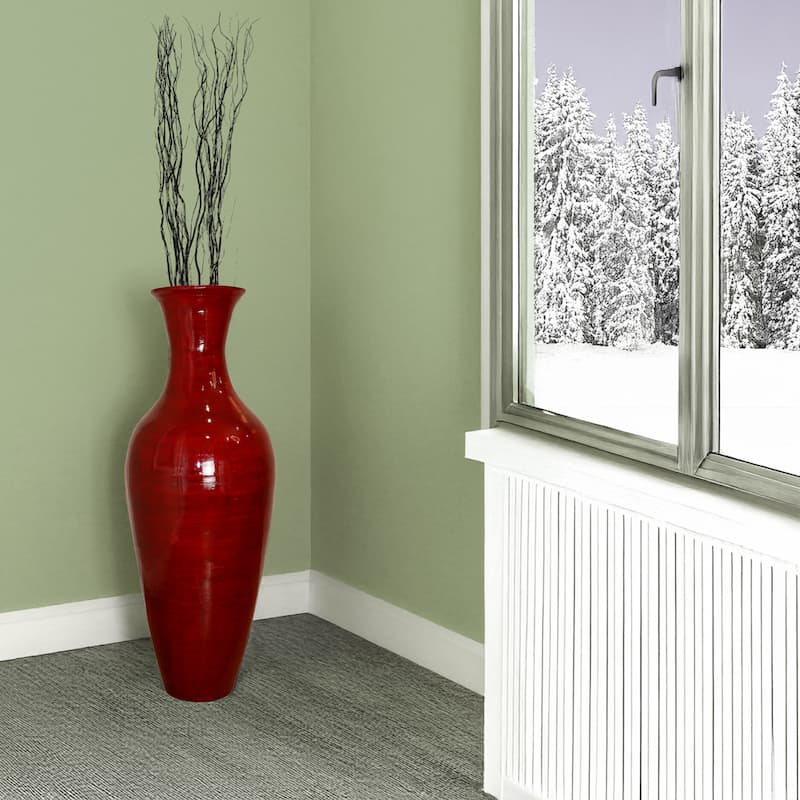 37" Tall Floor Vase, Modern Bamboo Flower holder for Living Room Entryway Classic Floor Decor for Home or Office