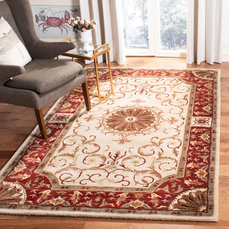 SAFAVIEH Handmade Empire Eftichia Traditional Oriental Wool Rug - 3' x 5' - Ivory/Red