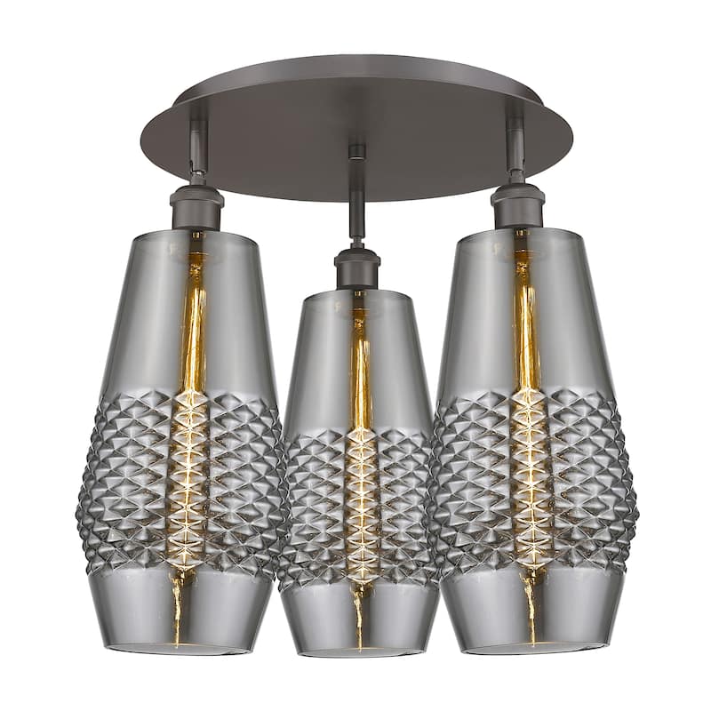 Innovations Lighting Windham - 3 Light 19" Flush Mount - Smoked/Oil Rubbed Bronze