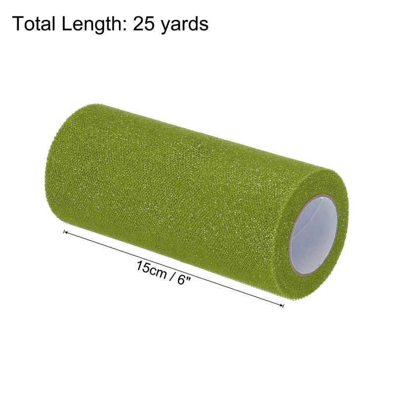 6" Sequin Tulle Ribbon Rolls Glitter Sparkly Netting Fabric for Gift - Army Green - 25 Yards