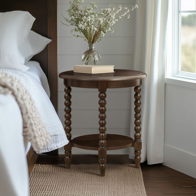 Martha Stewart Philippe Round End Table with Shelf - 20"Dia x 24"H