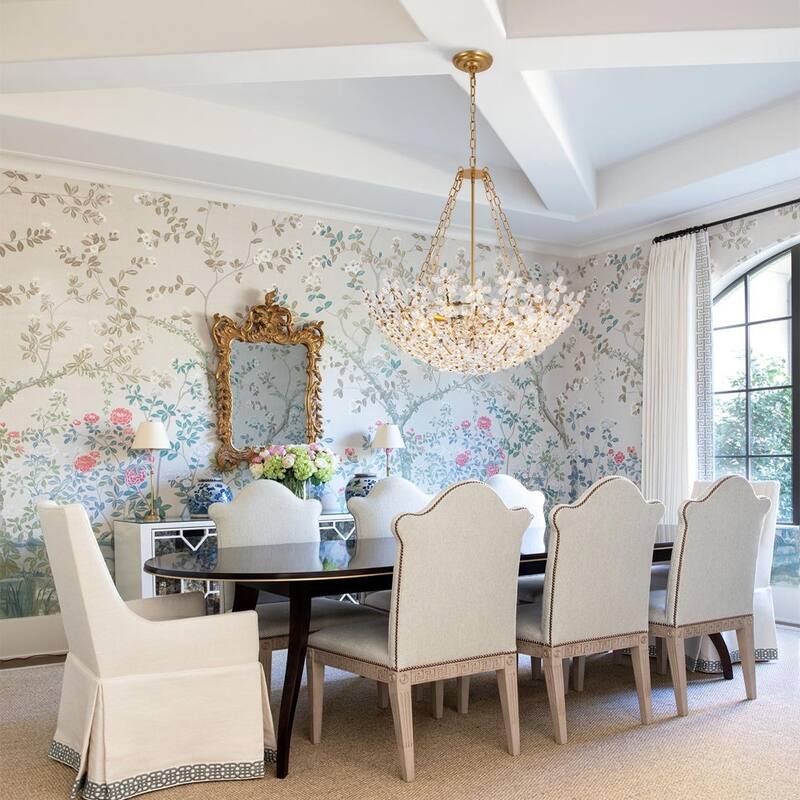 Glam Luxury Sculptural Faceted Crystal Flower Vine Chandelier 28.7in