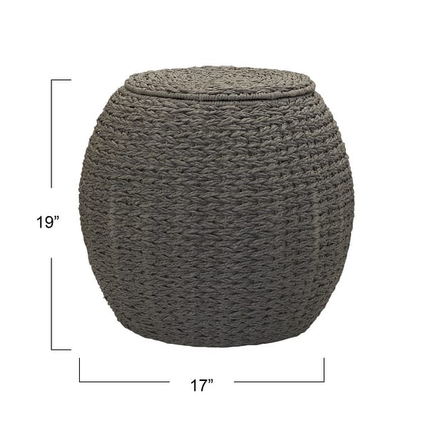 dimension image slide 5 of 7, Household Essentials Handwoven Barrel Wicker Storage Basket Side Table - 17.0"L x 17.0"W x 19.0"H