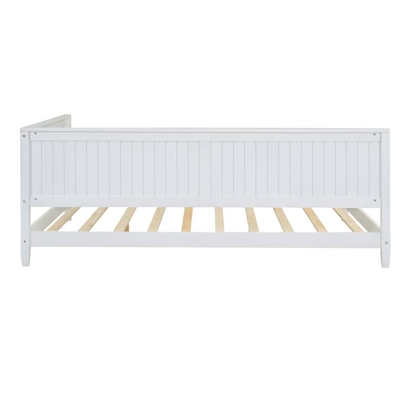 Full Size Mid-Century Modern Wood Daybed with Backrest and Armrest, 600lb Capacity