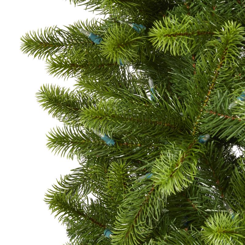 8' Slim Virginia Spruce Artificial Christmas Tree, Warm Clear LED - 8 Foot