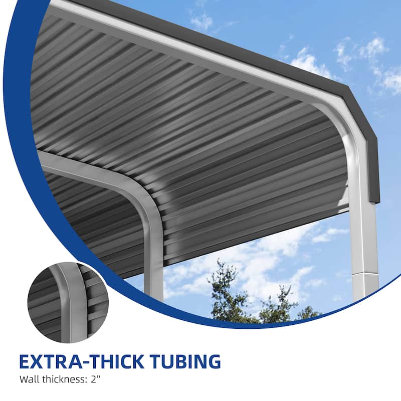 Moasis Metal Carport, Heavy Duty Car Garage with Galvanized Steel Roof, Extra Large Metal Car Shelter Shade