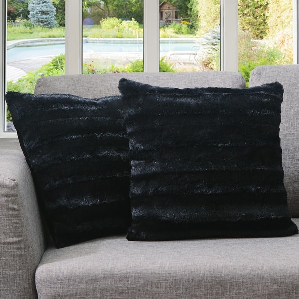 Cheer Collection Decorative Throw Pillows for Couch & Bed (Set of 2) - 22 x 22 - Black