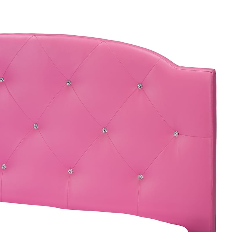 Silver Orchid Bird Pink Leather Contemporary Full Bed