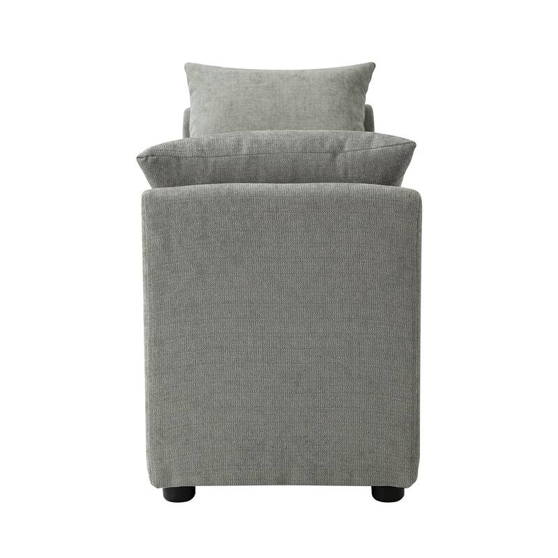 Franco Modern Upholstered Storage Bench with Two Throw Pillows and Thick Padded Cushion