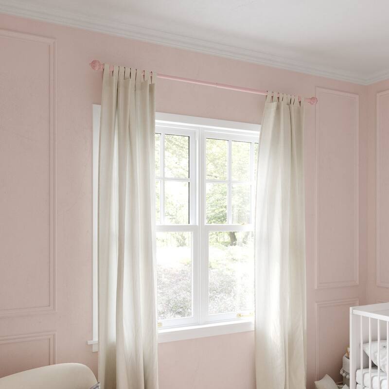Acroma Adjustable Single Pink Curtain Rod for Window