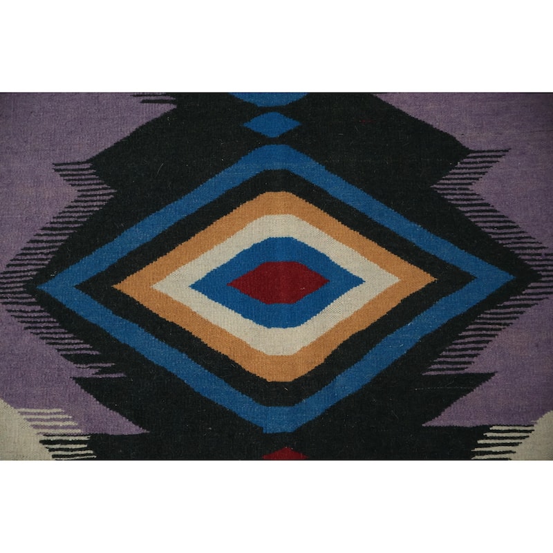 Hand Woven Oriental 100% Wool Carpet Southwestern Tribal Black Kilim Area Rug - 10' 2'' X 8' 6''