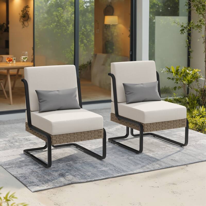 Corvus Akrotiri Outdoor Wicker Club Chair Set (Set of 2) with Olefin Cushions