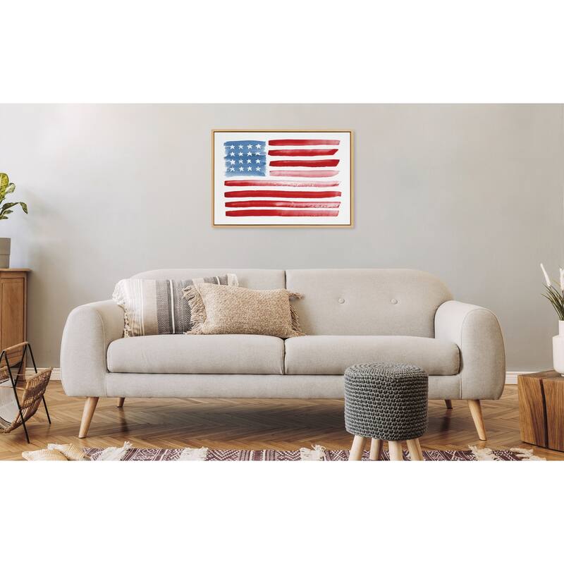 Kate and Laurel Sylvie Flag Alone Framed Canvas by Sara Berrenson
