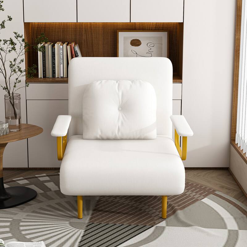 Folding Chair Bed, Convertible Sleeper Sofa 5 in 1 Folding Bed with 5-Position Adjustable Backrest & Pillow, Floor Single Chairs