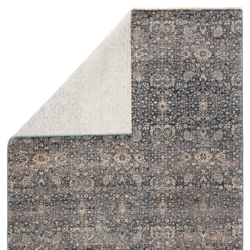 Blaise Damask Gray/ Blue Area Rug