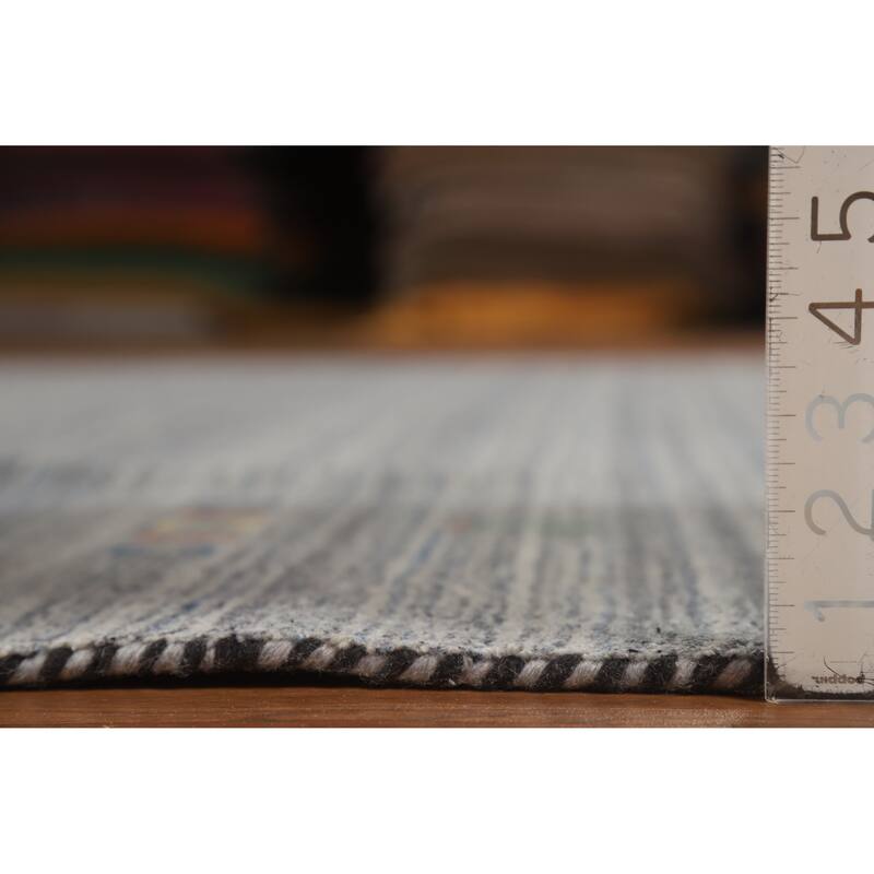 Hand Knotted Oriental 100% Wool Carpet Tribal Tribal Greys & Charcoal Gabbeh Area Rug - 9' 9'' X 8' 1''